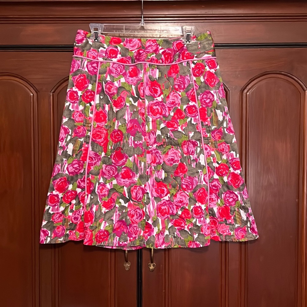 NOTATIONS A Line Side Zipper Multiple Color Roses Size Medium - Picture 2 of 11